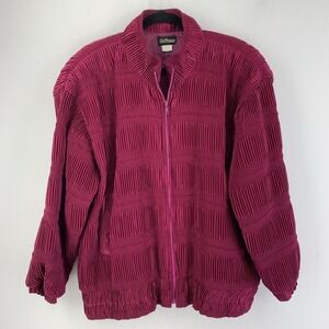 Vintage 90s Womens XL Vintage Ja Vene Magenta Full Zip Pleated Jacket Boho Dark